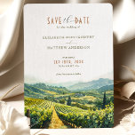 Convite Elegância do Vale do Napa Salve a Data<br><div class="desc">Capturar a essência romântica do país do vinho com o nosso convite "Napa Valley Vineyard Elegance" Save-the-Date. Perfeito para casais que sonham com um casamento entre colinas rolantes e vinhedos exuberantes, esse convite pinta uma imagem serena da paisagem icônica do Vale do Napa. A indústria de aquarela apresenta um vinhedo-ouro...</div>