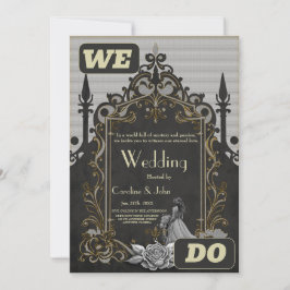 Convite Elegância em prata e preto.