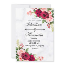 Elegância em Vermelho:Convite para Casamento Flora