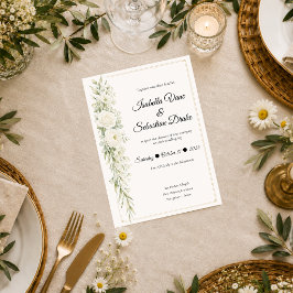 Convite Elegância Floral de Marfim Atemporal de Casamento