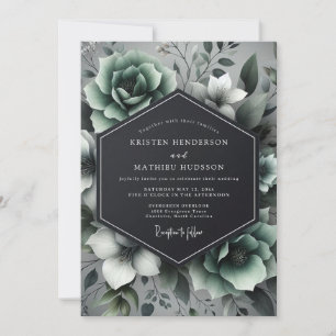 Convite Elegância Floral em Verde Salvia Casamento