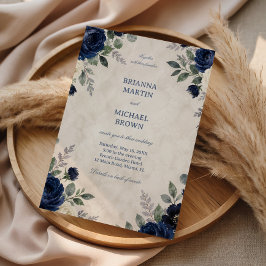 Convite Elegância Floral Marinho
