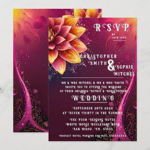 Convite Elegância Floral Radiante - Festa de casamento