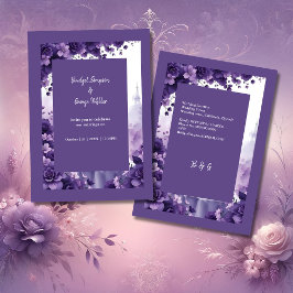 Convite Elegância Francesa: Torre Eiffel e Casamento Roxo