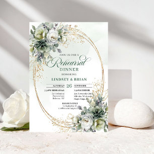Convite Elegância Fresca Jantar de Ensaios Aquarela Folhag