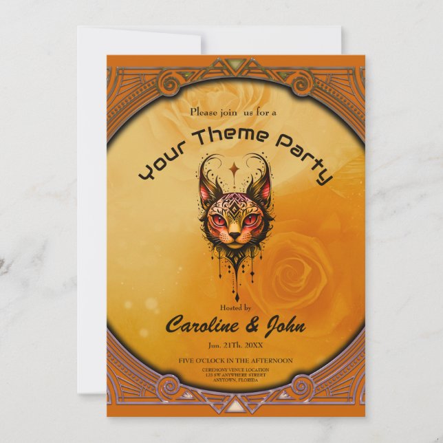 Convite elegância fundamental: Um retrato de um gato. (Frente)