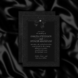 Convite Elegância Gótica   Onyx Black Arco Moody Wedding