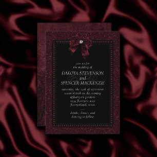 Convite Elegância Gótica   Vinho Garnet Dark Moody Bordeau