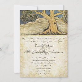 Convite Elegância Metálica do Damasco em Árvore Distante