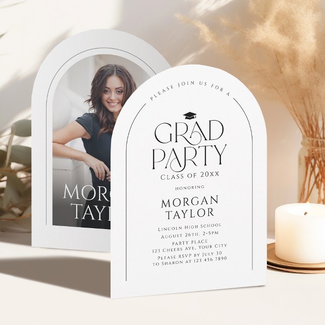 Convite Elegância Minimal Graciosa Arco Formatura (Minimal Graceful Elegance Arch Graduation Invitation)