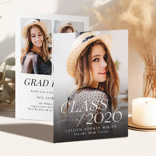 Convite Elegância Moderna Turma de 2026 Foto Graduação