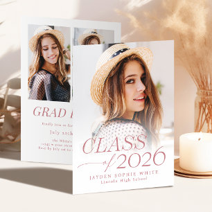 Convite Elegância Moderna Turma de 2026 Foto Graduação