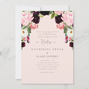Convite Elegância no Ar Rubor Floral Casamento