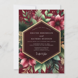 Convite Elegância no Casamento com Florada Borgonha