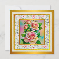 Elegância Rosas Rosa e Amarelo Aquarela Pastel