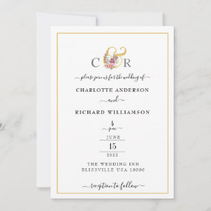 Convite Elegância Simples, Fronteira Dourada e Ampersand