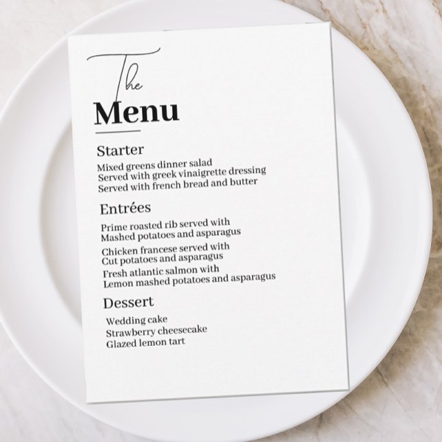 Convite Elegância Simples para o Menu Casamento (Criador carregado)