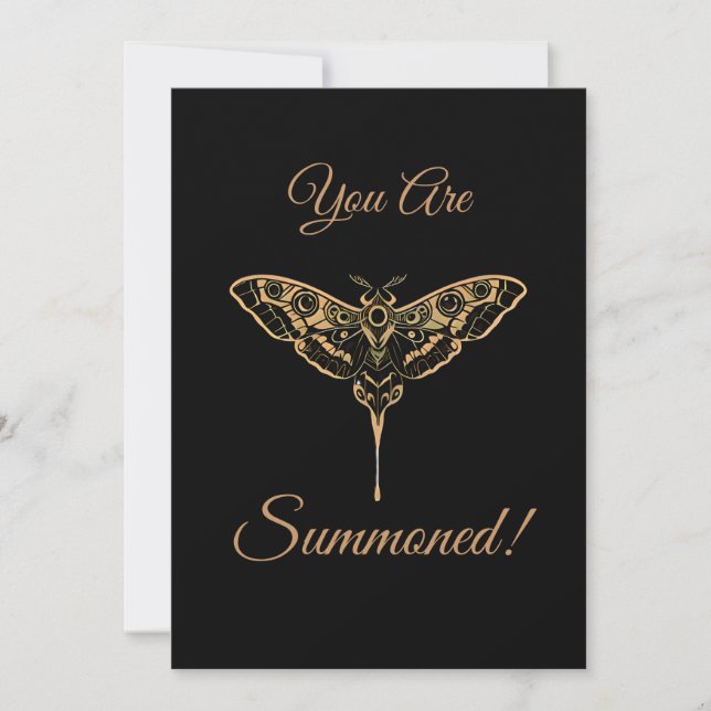 Convite Elegância Sombria - Preto e Dourado (Frente)