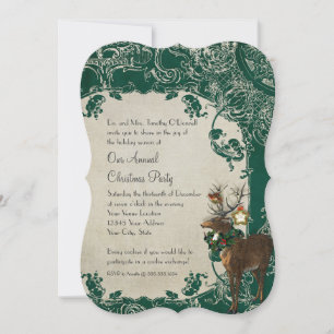 Convite Elegância Vintage Natal Toile Floral Damasco