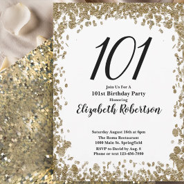 Convite Elegant 101st Birthday Invitation For Her in Gold