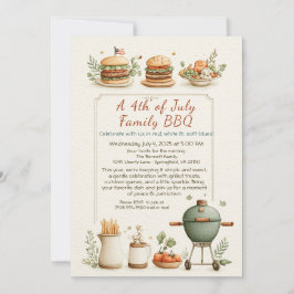 Convite Elegant 4th of July BBQ Invitation – Soft Line Art