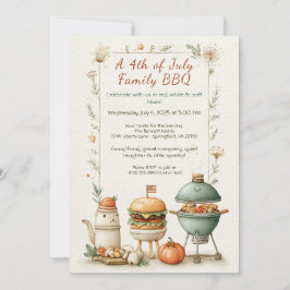 Convite Elegant 4th of July BBQ Invitation – Soft Line Art