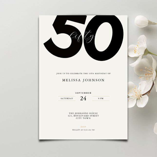 Convite Elegant 50th Birthday Invitation - Minimal Style (Criador carregado)