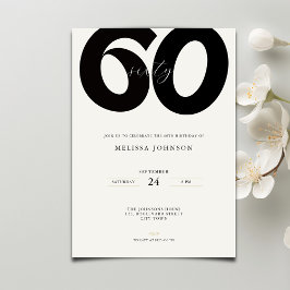 Convite Elegant 60th Birthday Invitation - Minimal Style