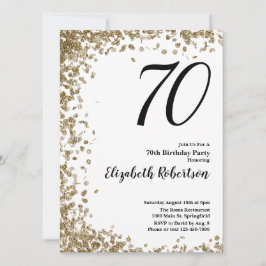 Convite Elegant 70th Birthday Invitation With Gold Sequins