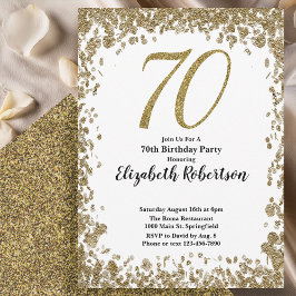Convite Elegant 70th Birthday Invitation With Gold Sequins