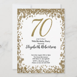 Convite Elegant 70th Birthday Invitation With Gold Sequins
