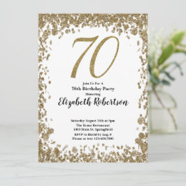 Convite Elegant 70th Birthday Invitation With Gold Sequins