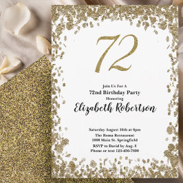 Convite Elegant 72nd Birthday Invitation With Gold Sequins