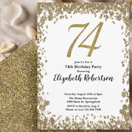 Convite Elegant 74th Birthday Invitation With Gold Sequins