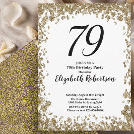 Convite Elegant 79th Birthday Invitation With Gold Sequins