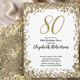 Convite Elegant 80th Birthday Invitation For Her in Gold