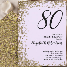 Convite Elegant 80th Birthday Invitation Gold Sequins