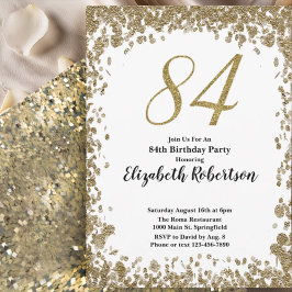 Convite Elegant 84th Birthday Invitation For Her in Gold