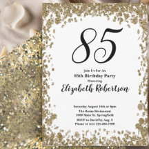 Elegant 85th Birthday Invitation For Her in Gold