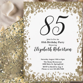 Convite Elegant 85th Birthday Invitation For Her in Gold