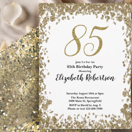 Convite Elegant 85th Birthday Invitation For Her in Gold