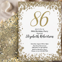 Convite Elegant 86th Birthday Invitation For Her in Gold