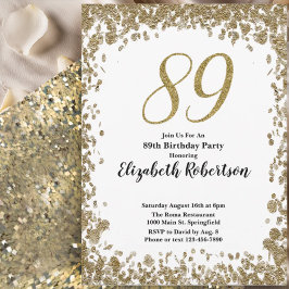 Convite Elegant 89th Birthday Invitation For Her in Gold