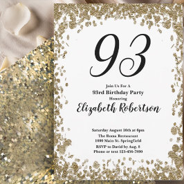 Convite Elegant 93rd Birthday Invitation For Her in Gold