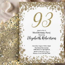 Convite Elegant 93rd Birthday Invitation For Her in Gold
