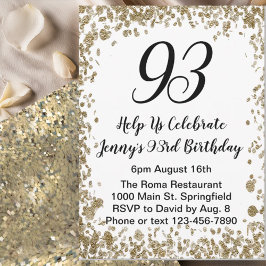 Convite Elegant 93rd Birthday Invitation For Her in Gold