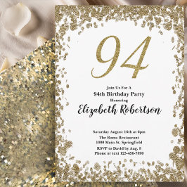 Convite Elegant 94th Birthday Invitation For Her in Gold