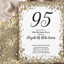 Convite Elegant 95th Birthday Invitation For Her in Gold