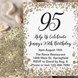 Convite Elegant 95th Birthday Invitation For Her in Gold