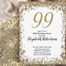 Convite Elegant 99th Birthday Invitation For Her in Gold